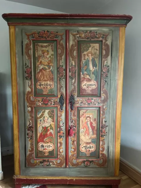 Divine Rare Antique Alpine Decorative Art Armoire Cupboard Storage Country House