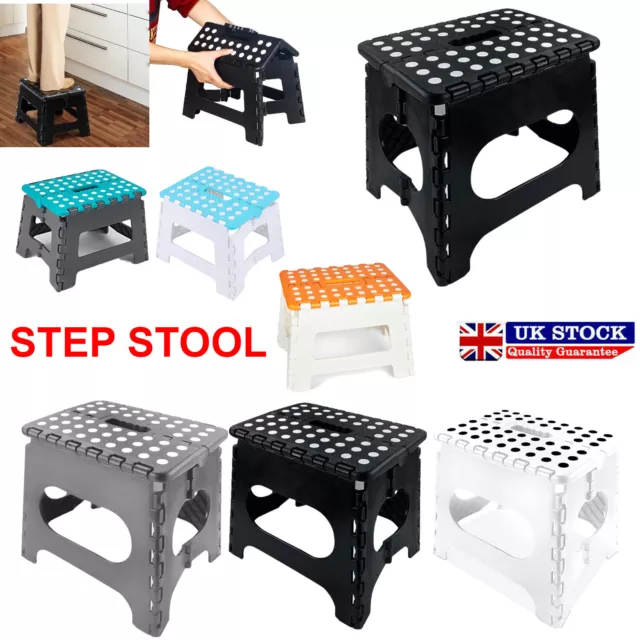 Folding Step Stool Plastic Heavy Duty Multi Purpose Easy Foldable Home Kitchen