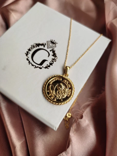 58795ml Panda Moneta Catena Senza Pendente Pietra Con 14k Placcato Oro Giallo