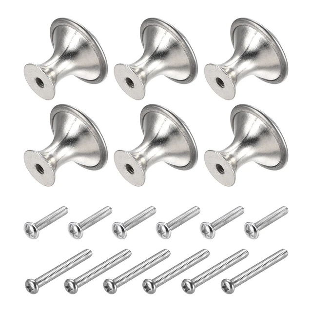 23mm(0.91") Stainless Steel Knobs Drawer Door Pull Handles Silver Tone 6pcs