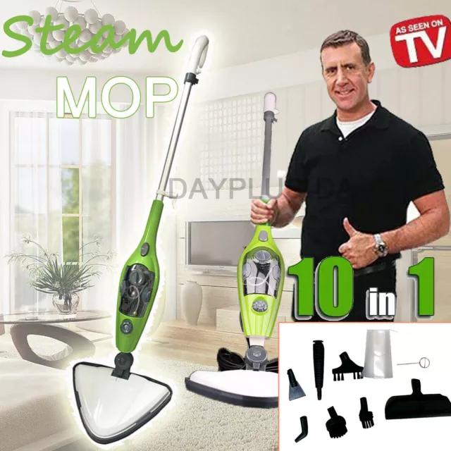 10 in 1 Electrical Steam Mop 1500W Handheld Upright Floor Carpet Steamer Cleaner