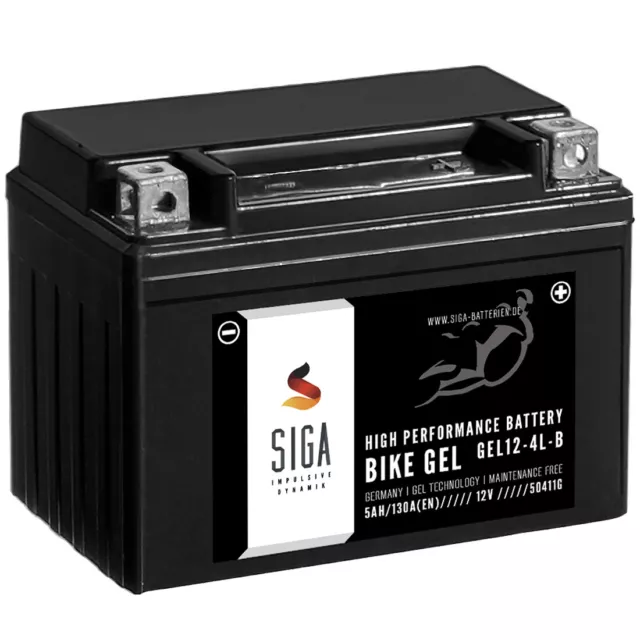 SIGA GEL Motorrad Batterie YB4L-B 12V 5Ah 50411 Gel12-4L-B Motorradbatterie Quad