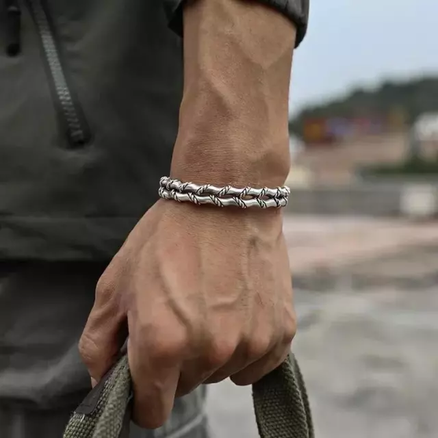 Pulsera Para Hombre Amuleto De Cabeza De Lobo Brazalete Nórdico Vikingo Étnico 2