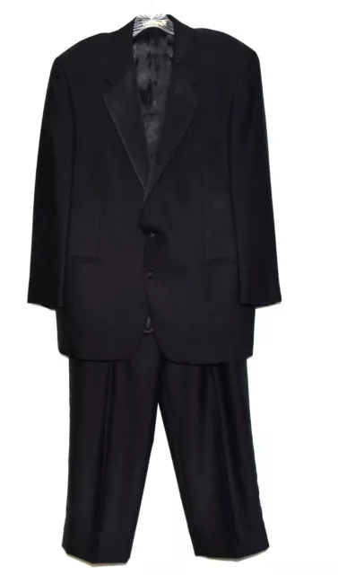 Joseph Abboud Black Wool Nylon Jacket 34x28 Pleated Front Pants Mens Tuxedo 40S