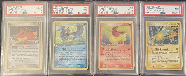 pokemon ex unseen forces Vaporeon Flareon Jolteon Aquana Flamara Blitzana PSA 9