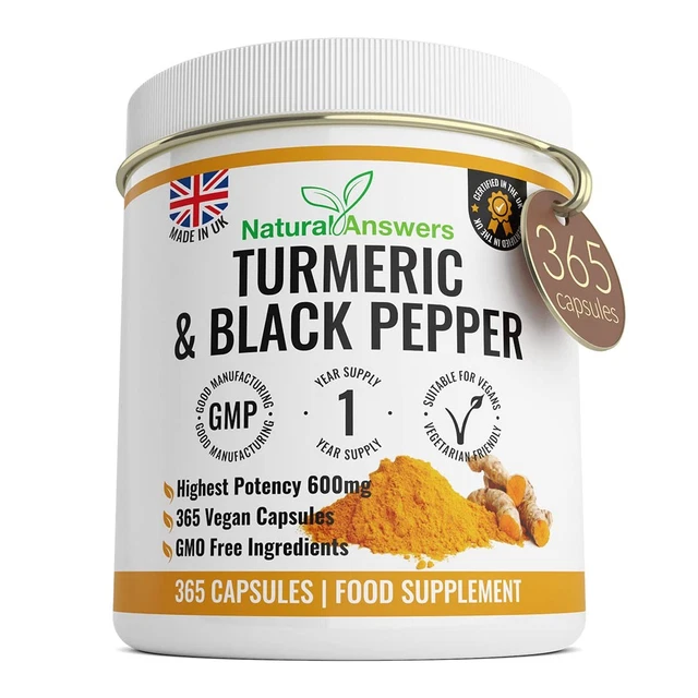 TURMERIC CURCUMIN BLACK Pepper Vegetarian Capsules 365 Count £29.99 ...