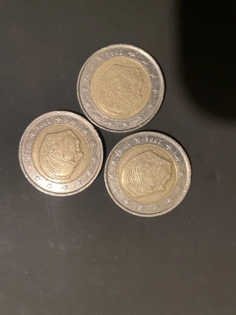Piece De 2 Euros Roi Belge 2004 x3