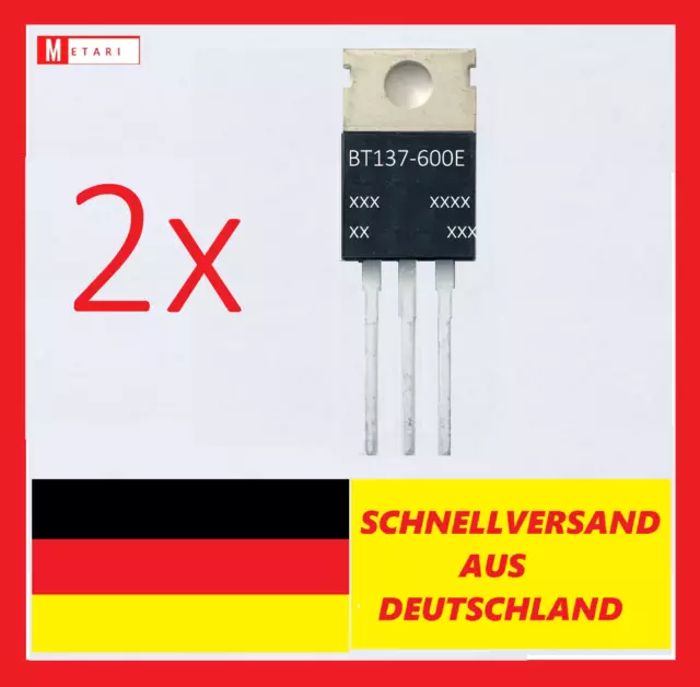 2x BT137-600E , Triac  , 600V , 8A,  Gate Trigger 1.5V , 25mA , To-220 , NXP