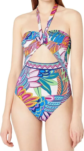 Trina Turk Paradise Plume Bandeau One-Piece Swimsuit Size 6