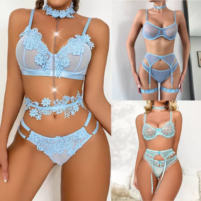 Women Sexy Lingerie Nightwear Underwear G-string Babydoll Lace Bra Sleepwear Set