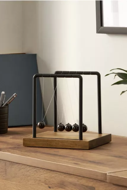 Next Black Wooden Decorative Newton's Cradle Balance Ball Ornament Abstract Home