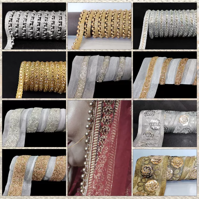 Gold Silver Bead Fringe Bridal Saree Tassel Sewing Craft Trim Curtain Edge 4M