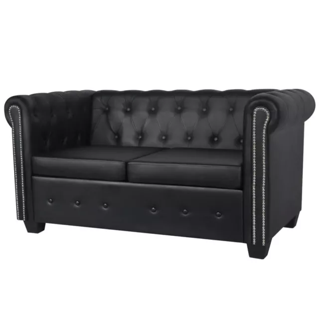 Black Chesterfield 2-Seater and 3-Seater Sofa Set Home Living G7L9 3
