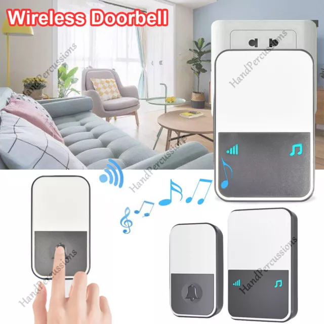 Wireless Door Bell Waterproof 300m Range Home Wall 1/2 Plug In Doorbell Chimes