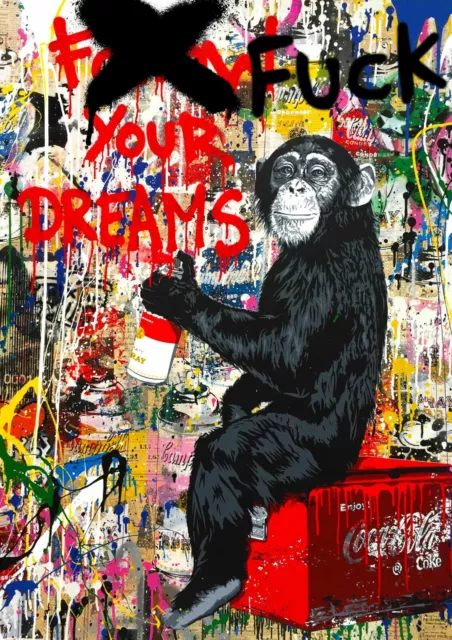 45x32cm Death NYC Ltd Ed LARGE Signed Graffiti Pop Art Print "F dream"