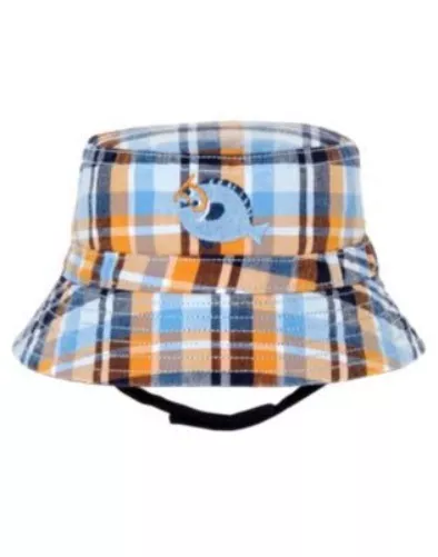 Gymboree Swim School Plaid Fish Bucket Hat 0 3 6 12 18 24 Nwt