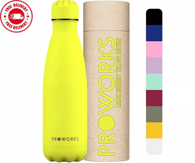 Proworks Bottiglia Acqua in Acciaio Inox, Senza BPA Vuoto Isolato Borraccia Term