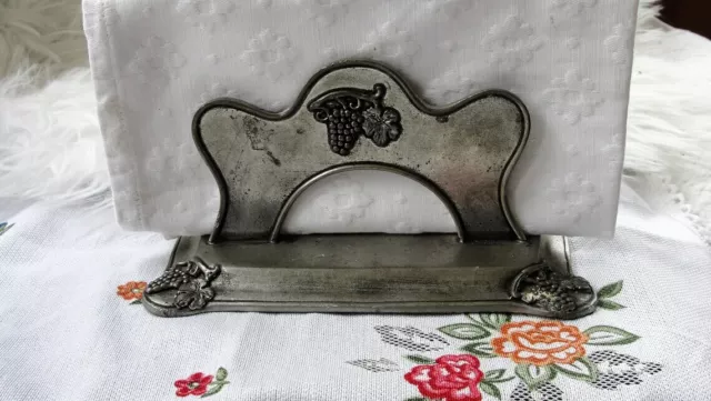 Zinn & Tain Vintage Mid Century Pewter Napkin/ Letter Holder Etain 95%