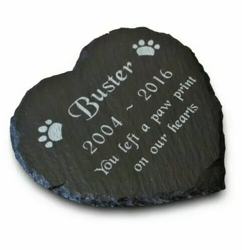 Personalisierte gravierte Haustier Memorial Schiefer Stein Herz Grab Marker Plakette Hund Katze