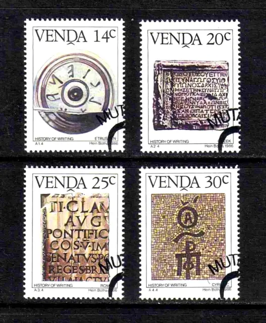 Venda 1986 History of Writing complete set of 4 values (SG 139-142) used