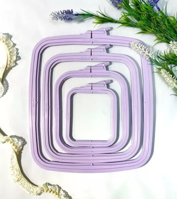 Purple Embroidery Hoops, Square Cross Stitch Hoops, Nurge Hoops