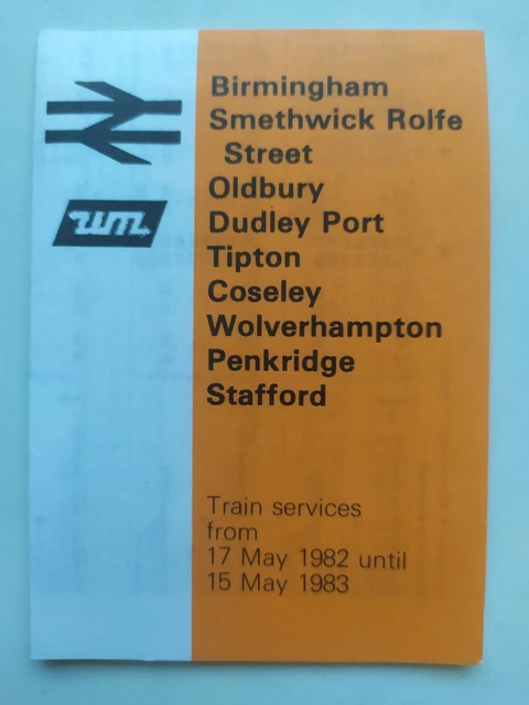 British Rail Pocket Timetable Birmingham Dudley Port Tipton Penkridge May 1982