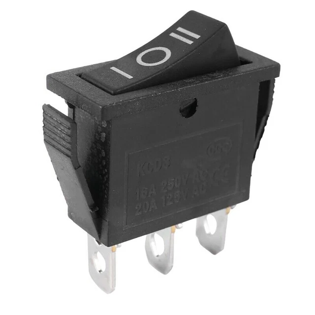 Commutateur/arrêt/activation rectangle SPDT noir 16A 250VAC pour panneau de tab