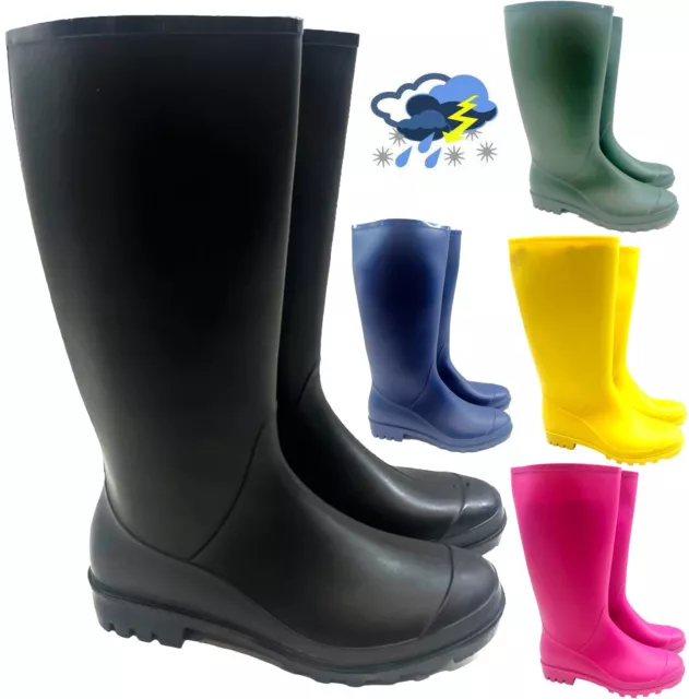 Womens Ladies Colours Wellies Festival Rain Waterproof Wellington Boots Shoes Sz