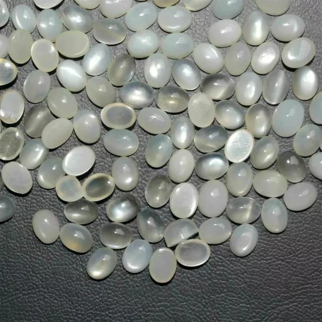 Lot de gros de 7x5mm ovale cabochon pierre de lune naturelle en vrac...