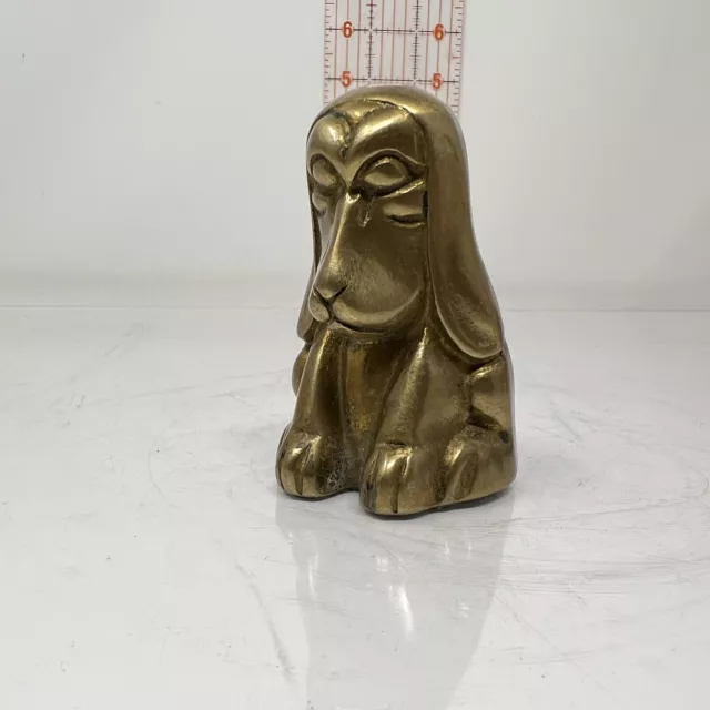 Vintage Solid Brass Basset Hound Dog Puppy Droopy Ears 3” Tall