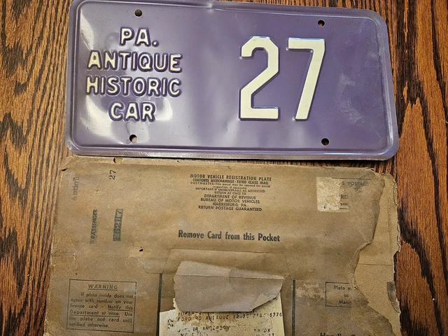 NOS RARE LOW No. Pennsylvania Antique Historic Car License Plate Number