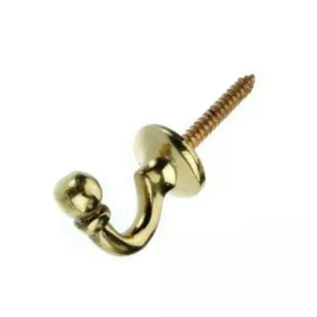 Pair Curtain Tassel Tie Back Wall Hooks - Ball End - Ant Brass, Cream & Brass