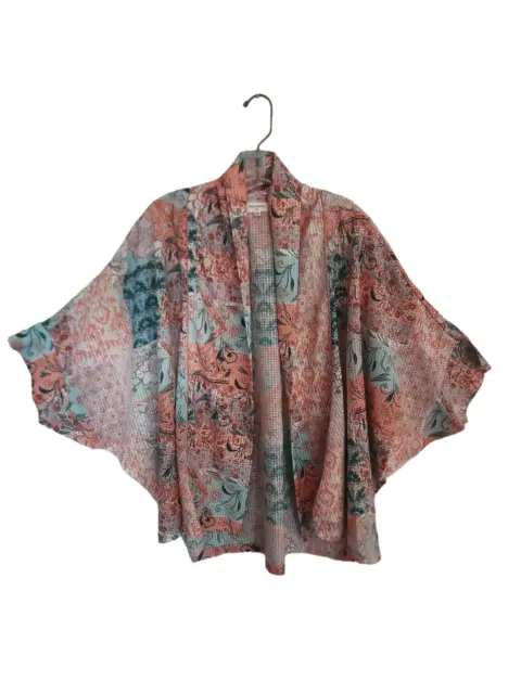World Market short Kimono coverup one size pastel patchwork