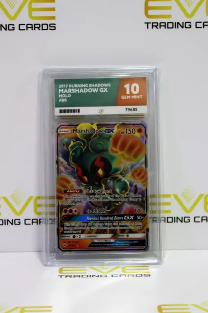 Bewertete Pokémonkarte - #80/147 2017 brennende Schatten Marshadow GX Holo - Ass 10