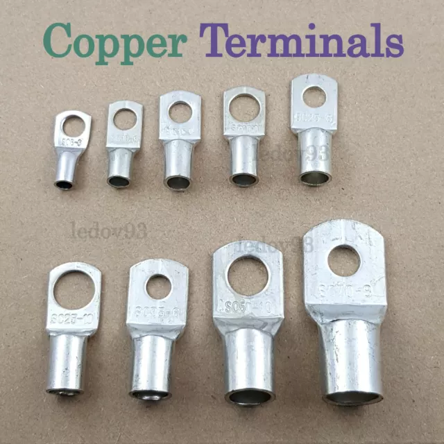 COPPER LUG TERMINAL Battery Welding Cable Tube Connector Ring Crimp SC