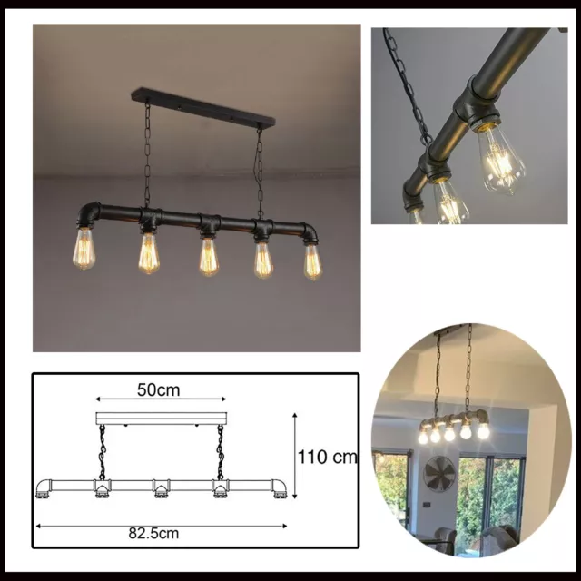 Plafonniers industriels vintage 5 plafonniers tuyaux métalliques lampes suspendues rétro