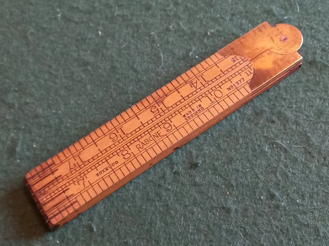 Vintage Rabone No.1377 Boxwood And Brass Folding 24" Ruler. B.R. (M) Marked. Vintage Rabone No.1377 Boxwood And Brass Folding 24" Ruler. B.R. (M) Marked.