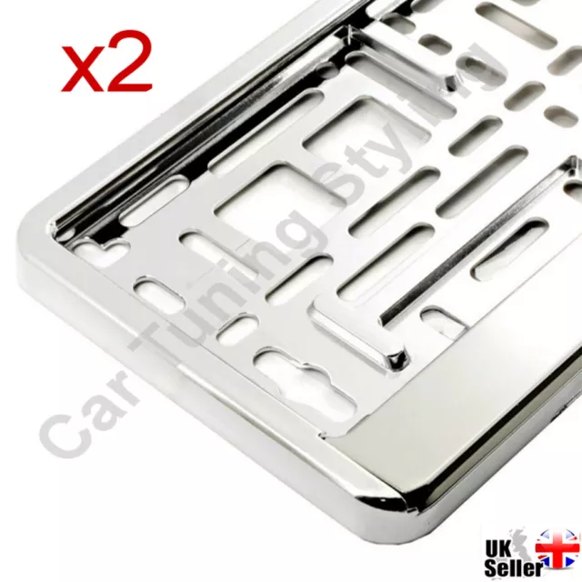 2x Chrome Car Number Plates Surrounds Holder Frame for Citroen