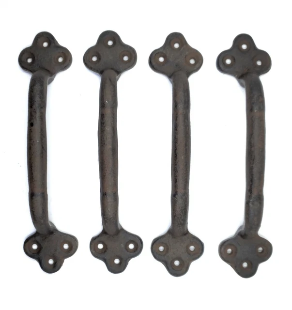 Set of 4 Cast Iron Gate Door Pull Handle Door Hardware Shed Barn Door