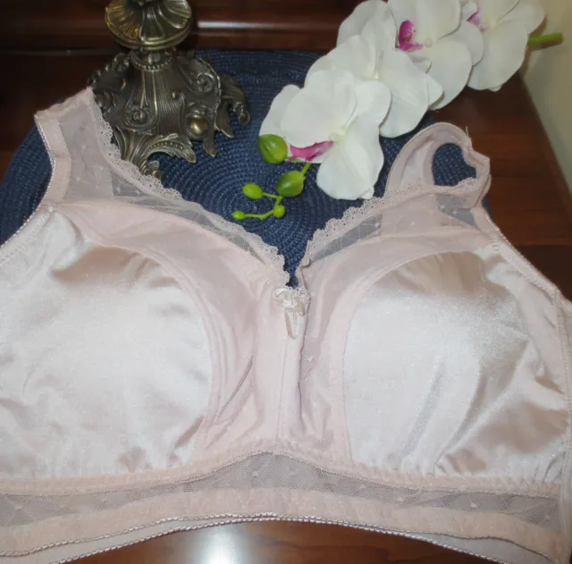 RHONDA SHEAR STYLE 676 PINK LACE over SATIN padded pull over bra sz 1X VERY  GOOD $9.63 - PicClick