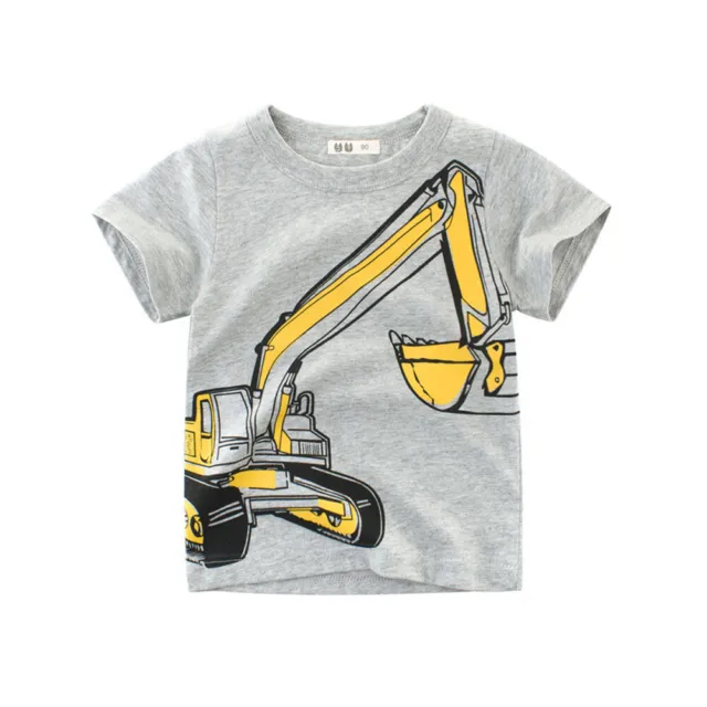 T-shirt estiva bambini bambini stampata con escavatore bambini maniche corte vestiti di cotone