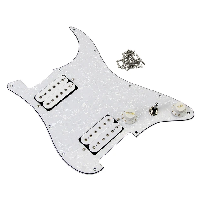 White Pearl Prewired Loaded Pickguard Alnico 5 Humbucker Pickup Ceramic Magnet