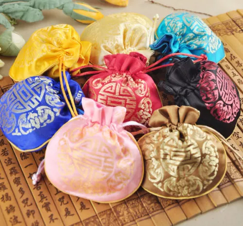 Wholesale 20pcs Chinese Handmade Silk Jewerly Pouches Coin Purse Gift Bag