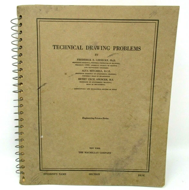 Technical Problems Book VINTAGE TECHNICAL DRAWING PROBLEMS 1942 Student Book college of Texas £ ...