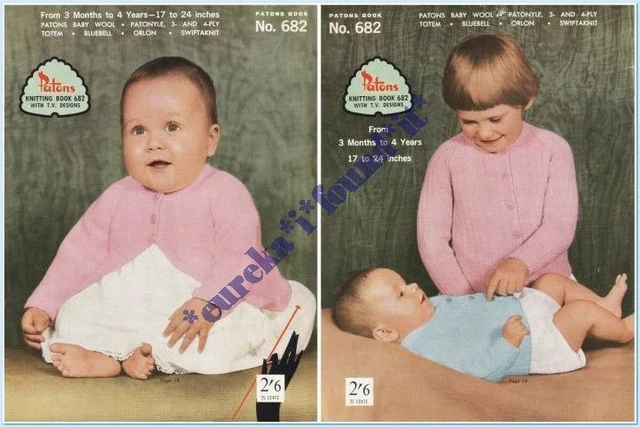 PATONS VINTAGE #682 BABY and TODDLER KNITTING PATTERNS : 17 to 24 ...