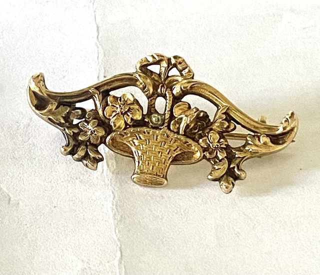 Broche Ancienne Art Nouveau Plaqué Or - Pendentif Ou Bijou à Fixer - Occasion