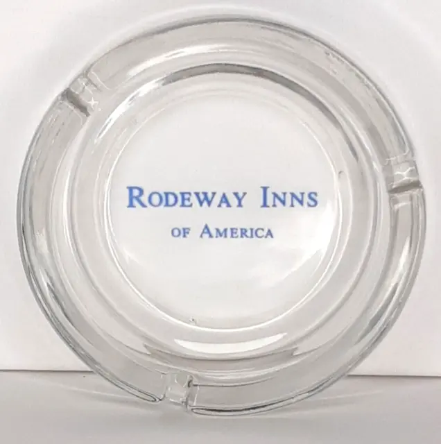 Rodeway Inns of America Clear Glass Hotel Ashtray Vintage Tobacciana