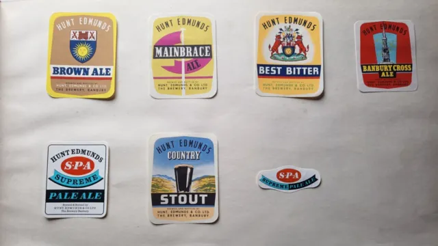 Old Vintage Antique Beer Bottle Label Ale Stout Brewery Hunt Edmunds Banbury