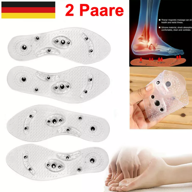 2 Paar Magnetische orthopädische Einlegesohlen mit Akupressur Massageeffekt DHL