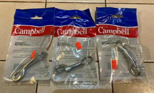 Lot of three (3) Campbell Bolt Snap with rigid round eye, zinc plated (B7600311)